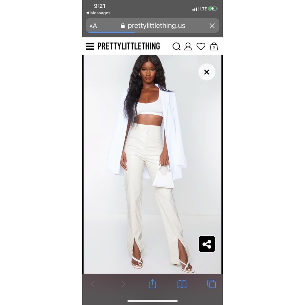 Pretty little thing white faux leather pants US 6.
